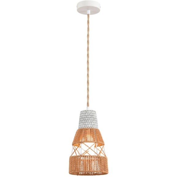 8367/1B Подвесной светильник с серо-коричневым плафоном из натурального джутового шнура и белым основанием, под лампу E27 LUMION BOHO ECO