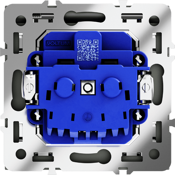 Розетка встраиваемая VOLTUM S70 с заземлением, защитными шторками и крышкой 16А, (титан)
