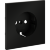 Накладка для розетки с заземлением, S70 (черный матовый)