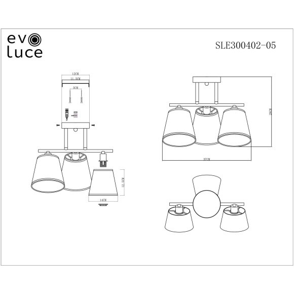 SLE300402-03 Светильник потолочный Хром/Белый, Серый E14 3*40W PRATO