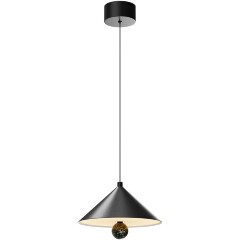Maytoni Bell MOD534PL-L16B3K Светильник подвесной светодиодный, плафон конус 250мм черный матовый, шар натуральный зеленый мрамор, LED 16Вт 3000K 950Лм CRI90 120° IP20 220V Maytoni Bell MOD534PL-L16B3K Светильник подвесной светодиодный, плафон конус 250мм черный матовый, шар натуральный зеленый мрамор, LED 16Вт 3000K 950Лм CRI90 120° IP20 220V