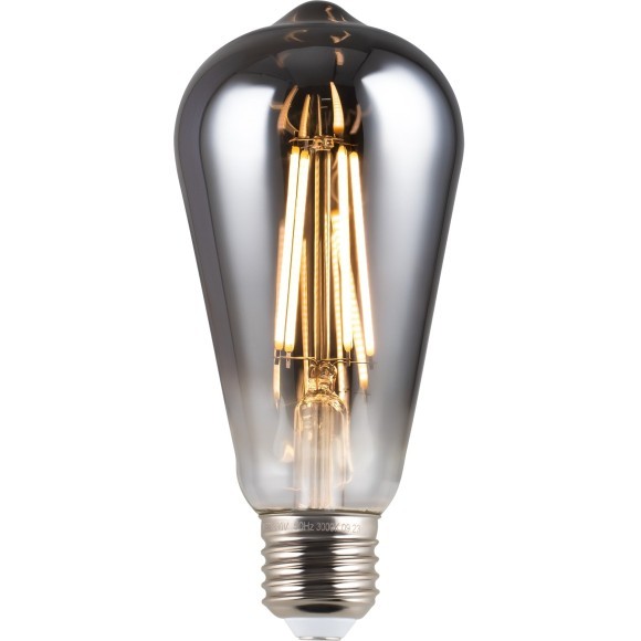 Voltega Deco 8513 Декоративная филаментная LED-лампа E27, 7 Вт, 3000К, 300 лм, дымчатое стекло, габариты 64х142 мм, не диммируемая