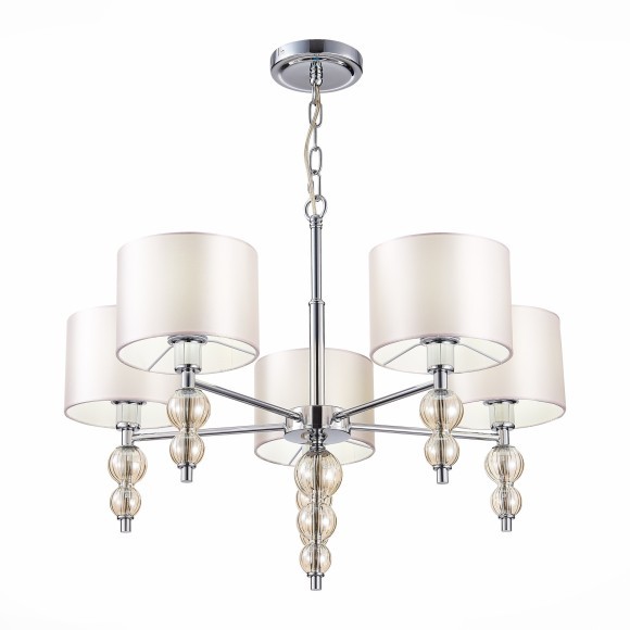 SLE105703-05 Светильник подвесной Хром/Светло-бежевый E14 5*40W RAMER SLE105703-05 Светильник подвесной Хром/Светло-бежевый E14 5*40W RAMER