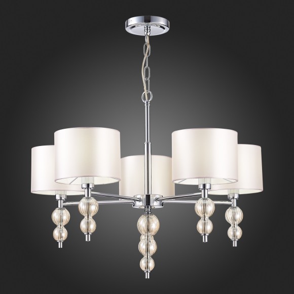 SLE105703-05 Светильник подвесной Хром/Светло-бежевый E14 5*40W RAMER SLE105703-05 Светильник подвесной Хром/Светло-бежевый E14 5*40W RAMER