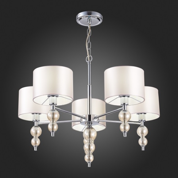 SLE105703-05 Светильник подвесной Хром/Светло-бежевый E14 5*40W RAMER SLE105703-05 Светильник подвесной Хром/Светло-бежевый E14 5*40W RAMER