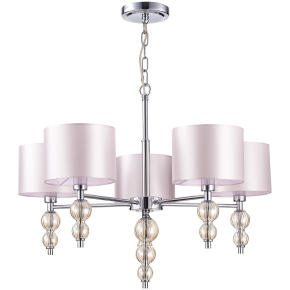 SLE105703-05 Светильник подвесной Хром/Светло-бежевый E14 5*40W RAMER SLE105703-05 Светильник подвесной Хром/Светло-бежевый E14 5*40W RAMER