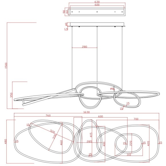 Подвесная люстра Arte Lamp ORACLE A2964SP-75PB