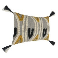 420043 CHEVERY Подушка декоративная L600 B350 наволочка 100% хлопок серый кремовый желтая охра наполнитель полиэстер