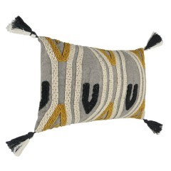 420043 CHEVERY Подушка декоративная L600 B350 наволочка 100% хлопок серый кремовый желтая охра наполнитель полиэстер