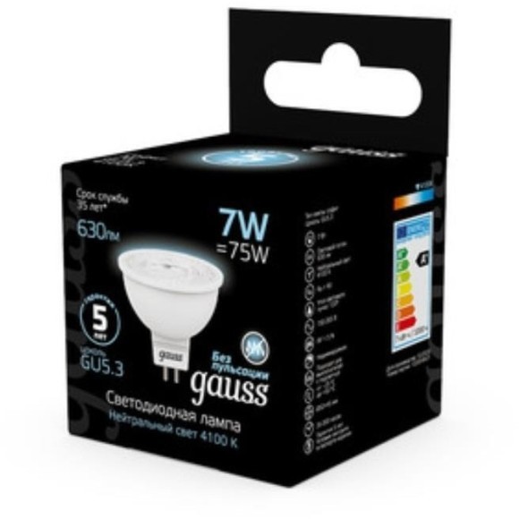 101505207 Лампа Gauss LED MR16 GU5.3 7W 630lm 4100K 1/10/100 101505207 Лампа Gauss LED MR16 GU5.3 7W 630lm 4100K 1/10/100