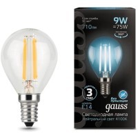 105801209 Лампа Gauss LED Filament Шар E14 9W 710lm 4100K 1/10/50