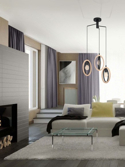 43463 Подвес BASILDON, 3x40W (E27), ?615, H1300, сталь, черный/дерево, коричневый 43463 Подвес BASILDON, 3x40W (E27), ?615, H1300, сталь, черный/дерево, коричневый