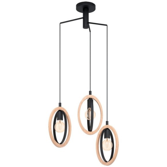 43463 Подвес BASILDON, 3x40W (E27), ?615, H1300, сталь, черный/дерево, коричневый 43463 Подвес BASILDON, 3x40W (E27), ?615, H1300, сталь, черный/дерево, коричневый