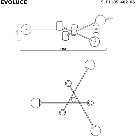 SLE1105-402-06 Светильник потолочный Черный/Белый GU10+E27 3+3*5+60W RAITO