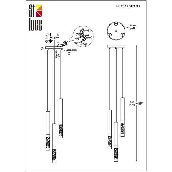 SL1577.503.03 Светильник подвесной ST-Luce Белый/Белый LED 3*5W 3000K FIZORIO