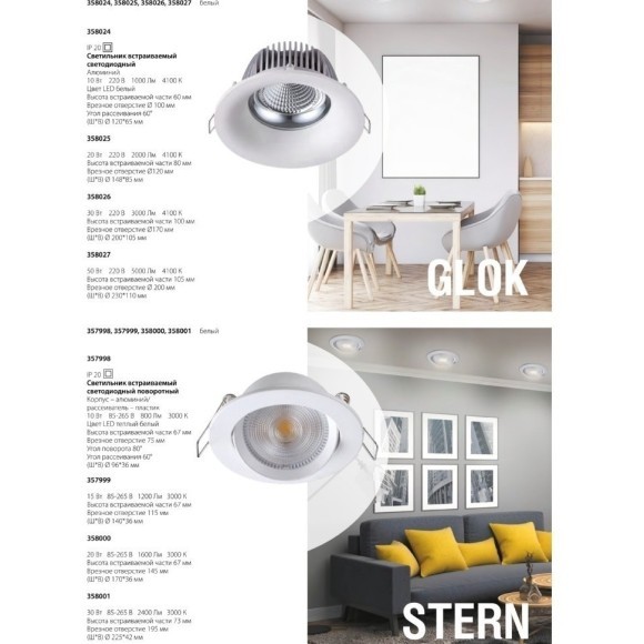 Встраиваемый светильник Novotech 358024 GLOK светодиодный LED 10W Встраиваемый светильник Novotech 358024 GLOK светодиодный LED 10W