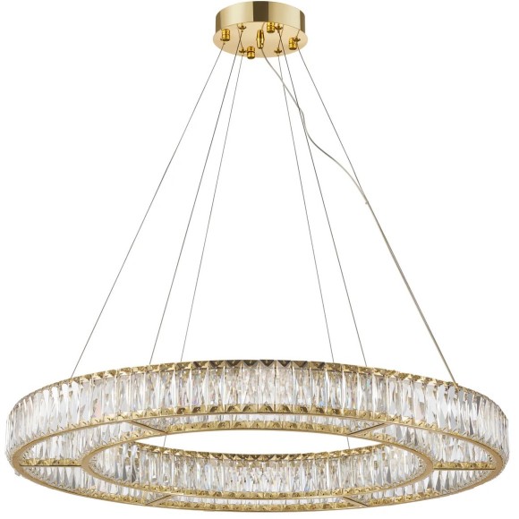 Светодиодная подвесная люстра с пультом ДУ в виде кольца с хрусталиками Favourite 4780-8P Светодиодная подвесная люстра с пультом ДУ в виде кольца с хрусталиками Favourite 4780-8P
