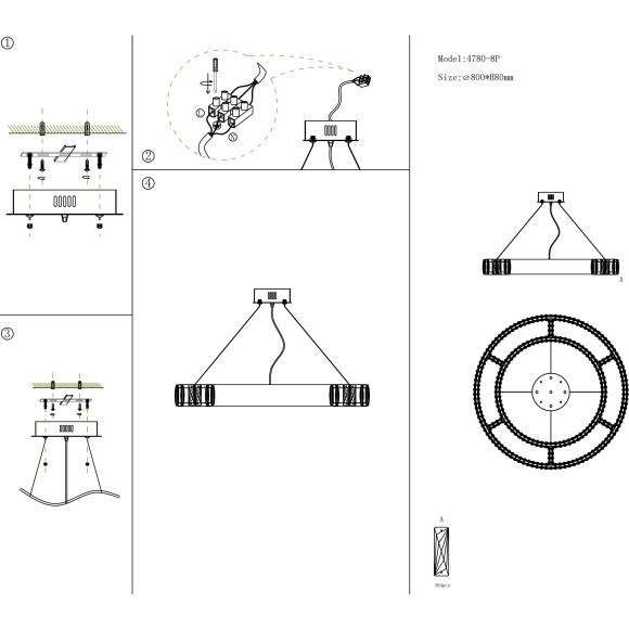 Светодиодная подвесная люстра с пультом ДУ в виде кольца с хрусталиками Favourite 4780-8P Светодиодная подвесная люстра с пультом ДУ в виде кольца с хрусталиками Favourite 4780-8P