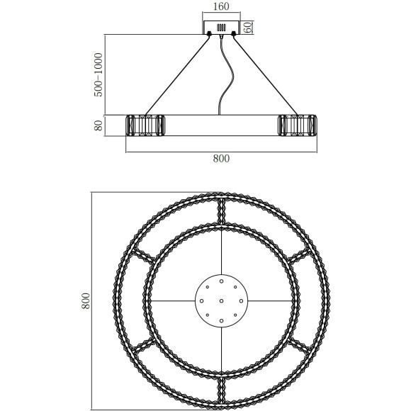 Светодиодная подвесная люстра с пультом ДУ в виде кольца с хрусталиками Favourite 4780-8P Светодиодная подвесная люстра с пультом ДУ в виде кольца с хрусталиками Favourite 4780-8P