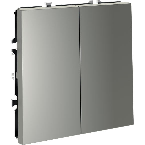 Перекрестный переключатель встраиваемый VOLTUM S70 двухклавишный 10А, (сталь)