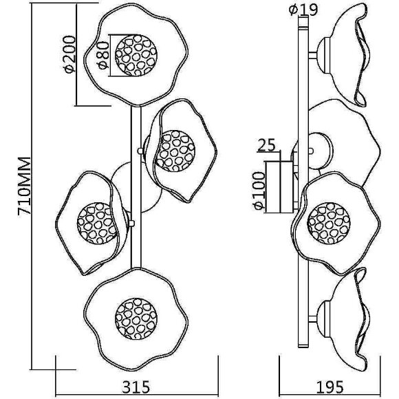 Настенный светильник (бра) Maytoni MOD207WL-04BS