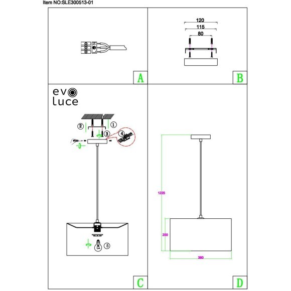 SLE300513-01 Подвес Никель/Серый, Серебристый E27 1*40W BRESCIA