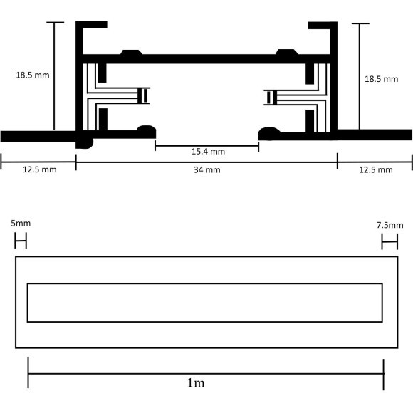 1м белый встраиваемый в ГКЛ однофазный шинопровод Maytoni TRX004-111W