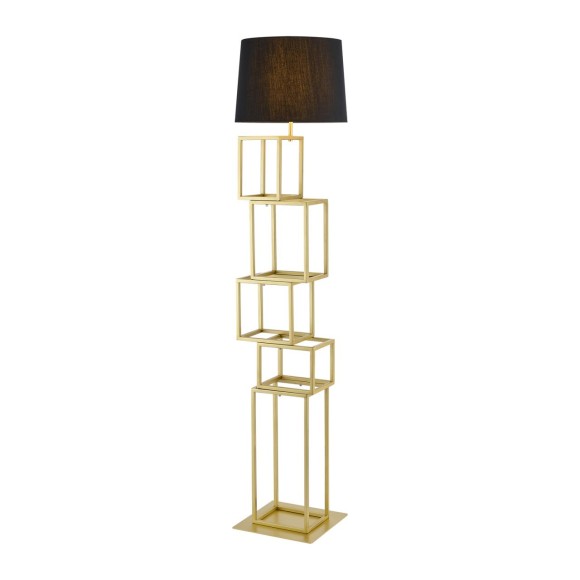 LSP-5023 Lussole WOODRUFF Торшер с золотым металлическим основанием и черным тканевым абажуром, E27, 1 × 40 Вт, IP20, 220 В