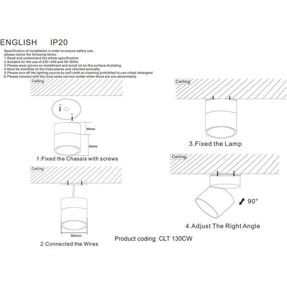 Светильник потолочный Crystal Lux CLT 130CW WH