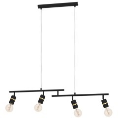 900177 Подвесной потолочный светильник LURONE, 4x10W, E27, L1000, B50, H1100, сталь, черный, латунь