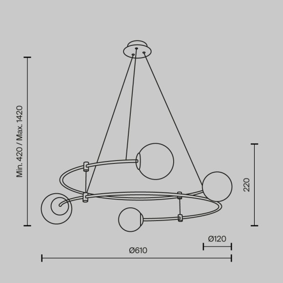 Подвесной светильник кольцом Maytoni MOD317PL-04B Balance под лампы 4xG9 40W