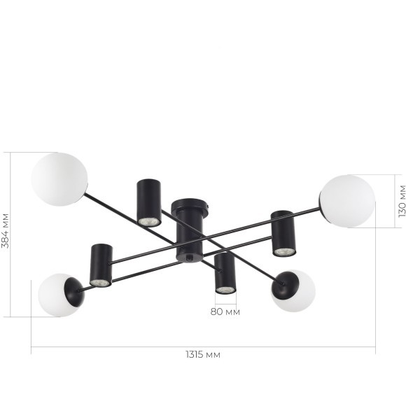 SLE1105-402-08 Светильник потолочный Черный/Белый GU10+E27 4+4*5+60W RAITO