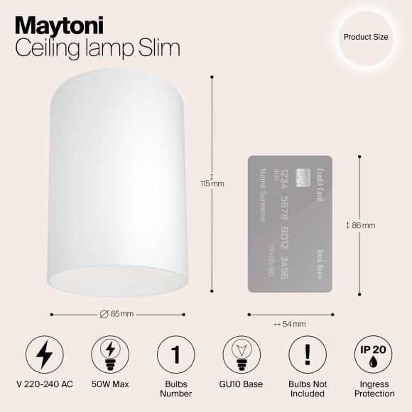 Накладной потолочный светильник Maytoni C014CL-01W Slim под лампу 1xGU10 50W