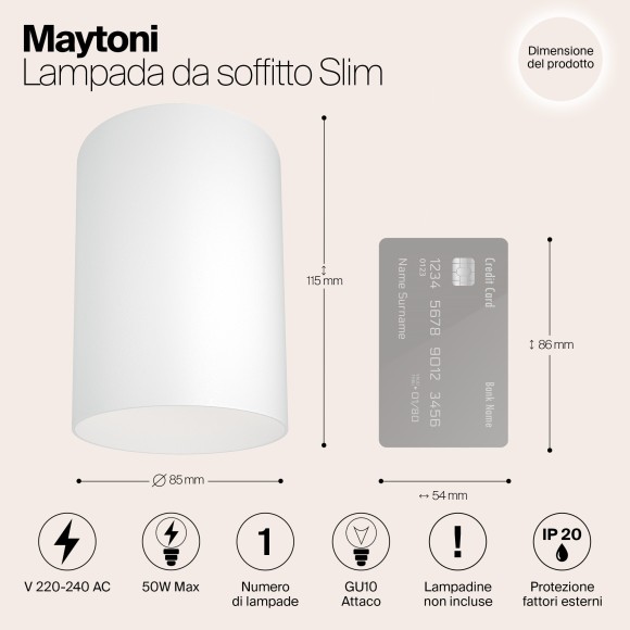 Накладной потолочный светильник Maytoni C014CL-01W Slim под лампу 1xGU10 50W