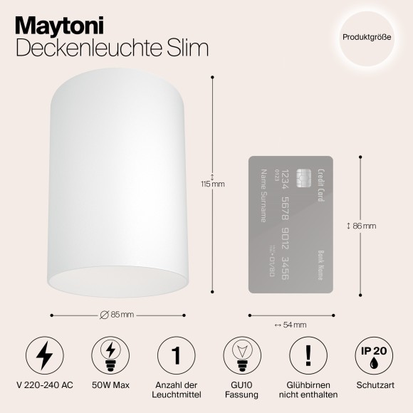 Накладной потолочный светильник Maytoni C014CL-01W Slim под лампу 1xGU10 50W