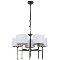 A4090LM-5BK Подвесная люстра с черно-бронзовым основанием и тканевыми белыми плафонами, 5 ламп Е27 Arte Lamp JAMIE