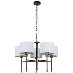 A4090LM-5BK Подвесная люстра с черно-бронзовым основанием и тканевыми белыми плафонами, 5 ламп Е27 Arte Lamp JAMIE A4090LM-5BK Подвесная люстра с черно-бронзовым основанием и тканевыми белыми плафонами, 5 ламп Е27 Arte Lamp JAMIE