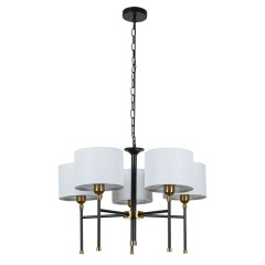 A4090LM-5BK Подвесная люстра с черно-бронзовым основанием и тканевыми белыми плафонами, 5 ламп Е27 Arte Lamp JAMIE