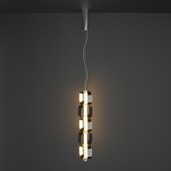 Подвесной светодиодный светильник с 5 дымчатыми стеклянными плафонами Maytoni Ritmo MOD381PL-L30CH3K Подвесной светодиодный светильник с 5 дымчатыми стеклянными плафонами Maytoni Ritmo MOD381PL-L30CH3K