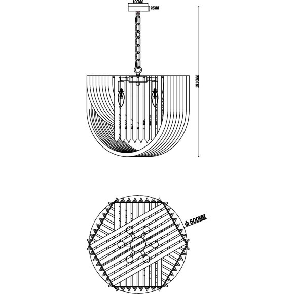 Подвесной светильник Freya FR5182PL-06FG ONDA под лампы 6xE14 60W