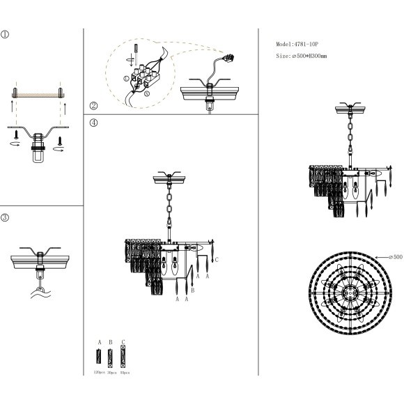 Люстра подвесная классическая хрустальная под лампы E14 Favourite 4781-10P