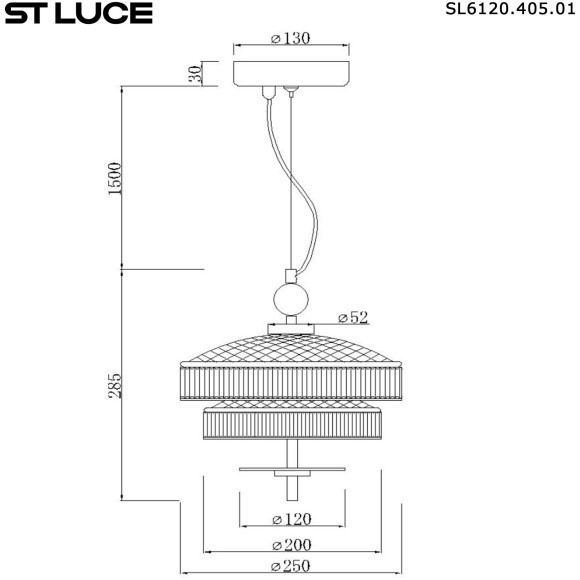 SL6122.303.01 Светильник подвесной ST-Luce Латунь/Латунь, Дымчатый LED 1*8W 3000K ORIENTAL