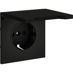 Накладка для розетки с заземлением, защитными шторками и крышкой, S70 (черный матовый)
