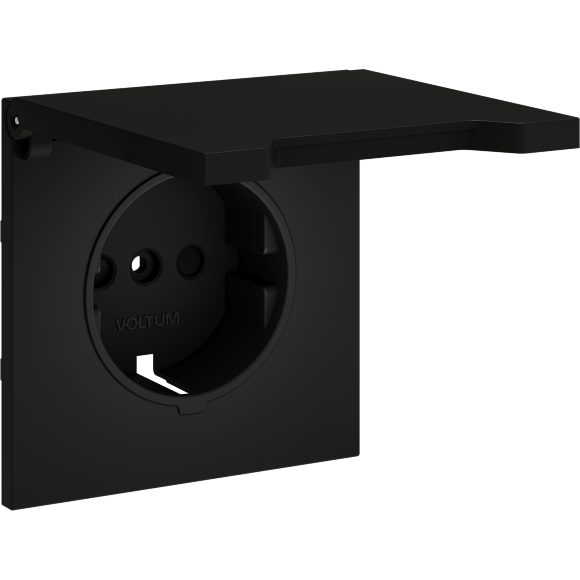 Накладка для розетки с заземлением, защитными шторками и крышкой, S70 (черный матовый)