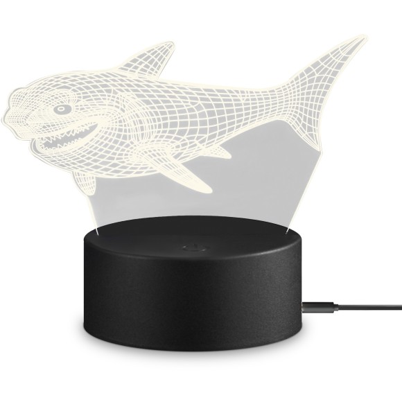 Freya Meta FR6147TL-L5B Аккумуляторный LED-светильник-ночник в виде акулы, 5 Вт, сенсорный переключатель 3000-6000К, сенсорный диммер, зарядка от USB-TYPE C, CRI 80, 300 лм, 120°, черное матовое основание, плафон полупрозрачный акрил
