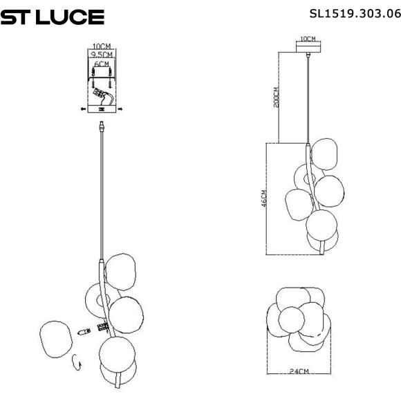 SL1519.303.06 Светильник подвесной ST-Luce Латунь/Белый G9 6*5W 4000K SWEVEN