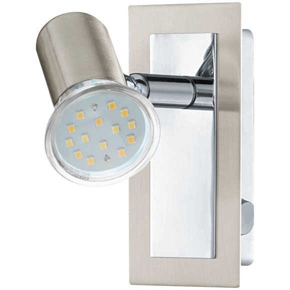 90914 EGLO ROTTELO (Роттело) настенно-потолочный поворотный LED-спот с выключателем, GU10, 4,6 Вт, 400 лм, 3000 К, IP20, матовый никель с хромом