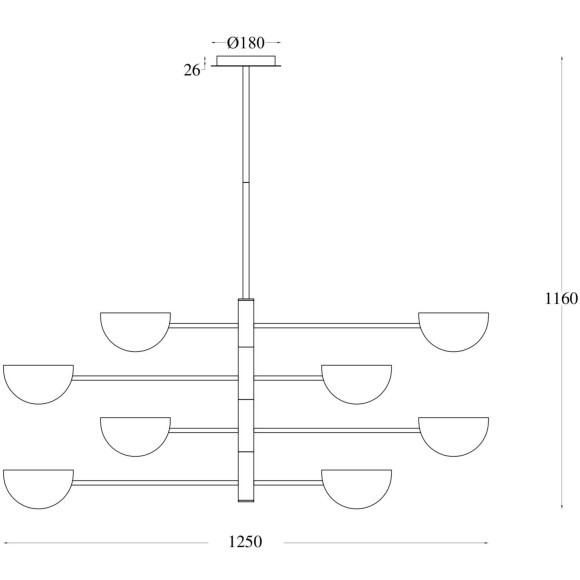 Люстра на штанге Maytoni MOD126PL-08B Mollis под лампы 8xG9 28W Люстра на штанге Maytoni MOD126PL-08B Mollis под лампы 8xG9 28W