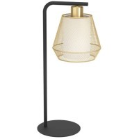 900898 Настольная лампа CIUDADELA, 1X40W (E27), H500, сталь, черный / сталь, текстиль, матовая латун