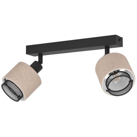 43657 Спот ROSLEY, 2x40W(E14), сталь, черный, текстиль, натуральный 43657 Спот ROSLEY, 2x40W(E14), сталь, черный, текстиль, натуральный